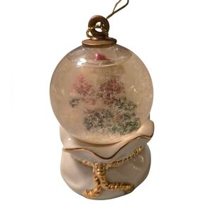 Vintage Porcelain Mikasa Holiday Magic Santa in Snowglobe Christmas Ornament